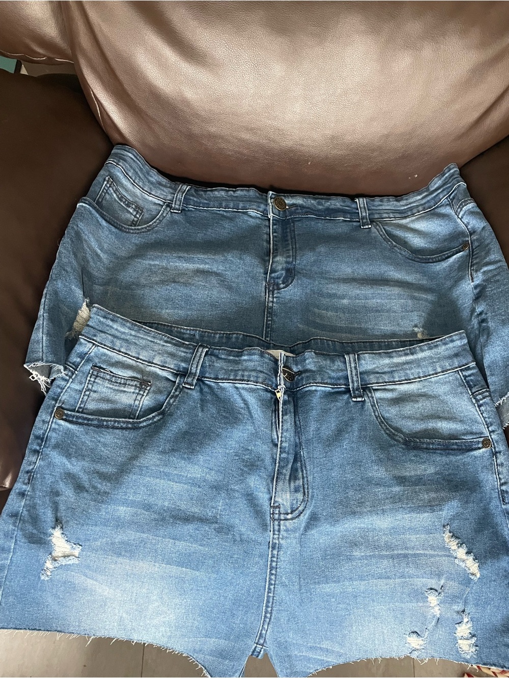 Light Blue Distressed Women’s Denim Shorts - High-Rise Casual Style